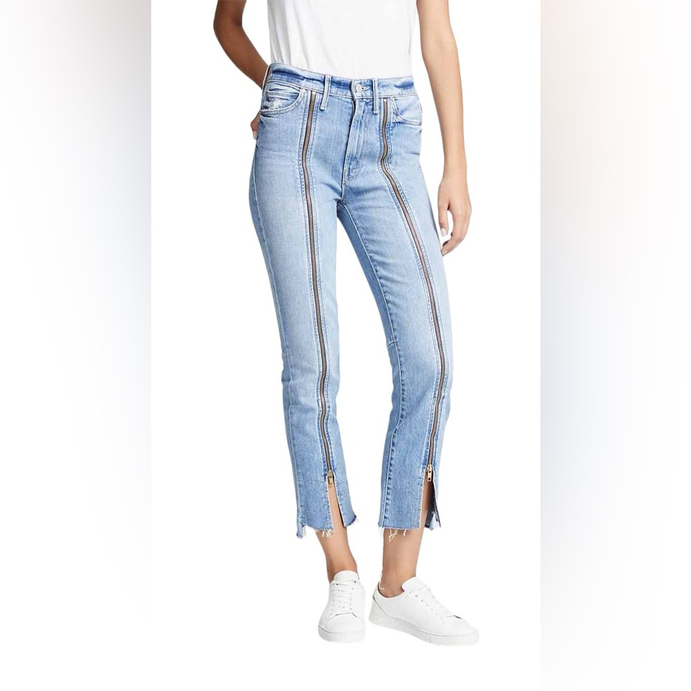 Mother-high waisted rascal zip step fray